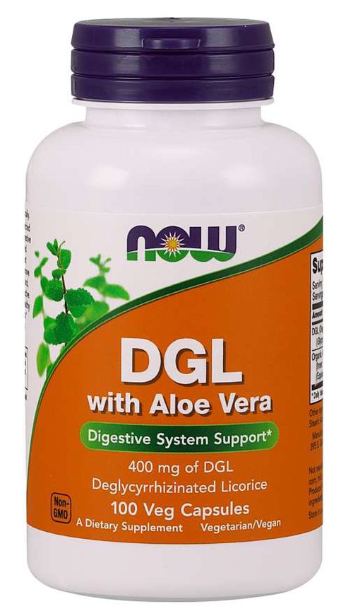 NOW® Foods NOW DGL + Aloe Vera, 400 mg, 100 rostlinných kapslí