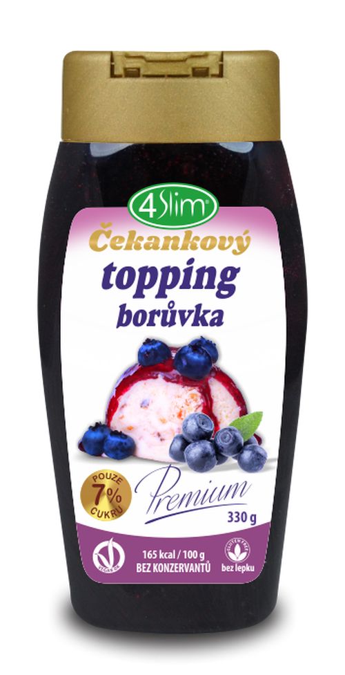 4slim Čekankový topping ovocný 330 g - borůvka